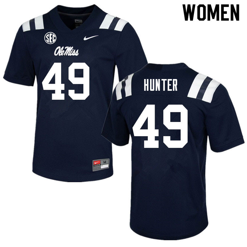Women #49 Seth Hunter Ole Miss Rebels College Football Jerseys Sale-Navy